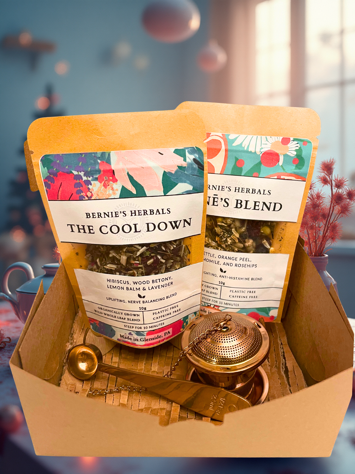 Tea Lovers Sampler with fine mesh tea Accessories